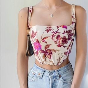 Urban outfitters Floral Print Satin Corset Top